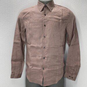 Theory Men’s Linen Button-Down Shirt Size L Antler Red